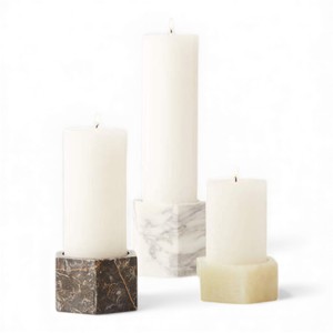 Mixed <b>Marble</b> <b>Candle</b> <b>Holder</b> Set With Unique Stone Patterns For Artistic Home Decoration Accent - Product Image 1