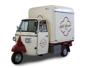 Camion de restauration mobile vintage classique à 3 roues, résistant à la rouille, 10 pieds, avec compartiments isolés pour pizza et café - Product Image 2