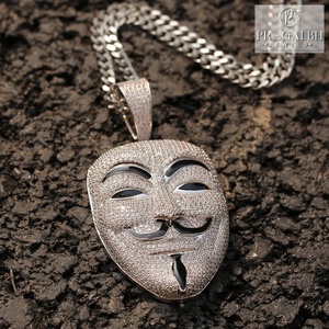 Stylish 18k Gold Plated <b>Necklace</b> <b>Large</b> Zircon Mask <b>Pendant</b> Hip Hop <b>Necklace</b> Brass Zircon Men's Ice Crystal Jewelry Party Favor - Product Image 6