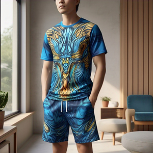 Sublimación personalizada camiseta pantalones cortos conjunto de secado rápido para hombres 100% poliéster impresión pantalones cortos conjuntos verano playa camiseta pantalones cortos de dos piezas - Product Image 5