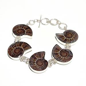 สร้อยข้อมือเงินแท้ 925 ประดับด้วยอัญมณีแอมโมไนต์สีน้ำตาลธรรมชาติ รูปทรงแฟนซี ดีไซน์คลาสสิก เหมาะสำหรับงานแต่งงานแบบคริสเตียน สำหรับผู้หญิง - Product Image 2