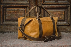 Bolso de lona Vintage para hombre, bolsa de fin de semana con compartimiento para zapatos, de viaje, de cuero genuino, marrón, Caballo Loco, LDB-0071 - Product Image 4
