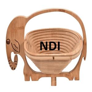 Événement fête utilisation arrondi stockage porte-panier de fruits panier décoratif bambou en bois Fruits légumes panier de rangement - Product Image 2