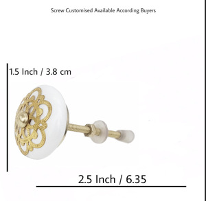 มือจับลิ้นชักตู้เฟอร์นิเจอร์หรูหราแบบชาวโมร็อกโกลูกบิดเซรามิกสีขาวทองเหลืองลายเส้นที่ดึงที่จับและลูกบิดเฟอร์นิเจอร์ - Product Image 3