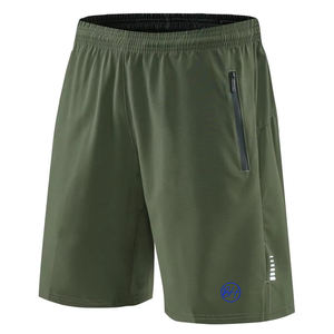 Short de course pratique taille moyenne pour hommes taille élastique confortable toile poche zippée solide tricoté uni teint OEM Service - Product Image 1