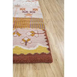 Manchaha Hand Knotted <b>Wool</b> & Bamboo Silk Rugs <b>Red</b> & Orange Patchwork Design for Home Use-Les-5071 - Product Image 3