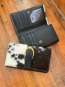 ใหม่จริงทําด้วยมือผมบนซ่อนกระเป๋าสตางค์ผู้หญิงกระเป๋าสตางค์บาง Bifold หนัง Snap ขนคลัทช์กระเป๋าสตางค์จริงวัวซ่อนขนกระเป๋าสตางค์ - Product Image 6