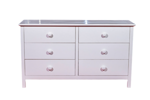 Commode Dakota à 6 tiroirs au design moderne blanc élégant avec rangement spacieux Bois de caoutchouc durable et stable Couleur blanche élégante - Product Image 5