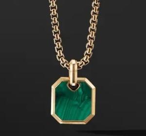18K emas baja tahan karat pria Turquoise Opal liontin kalung batu alam perhiasan trendi Collier untuk pria kualitas tinggi perhiasan - Product Image 6