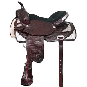 Proveedores de India Western Saddle para la venta a granel Silver Work Show Western Saddle Horse Saddles Productos de Carreras de Caballos