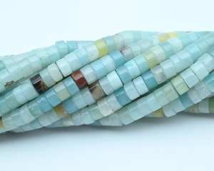 Perles de disque de pneu Heishi lisse amazonite naturelle 2-4mm pierre bleue ombragée perles de rondelle de pierres précieuses en vrac pour la fabrication de bijoux en vrac - Product Image 1