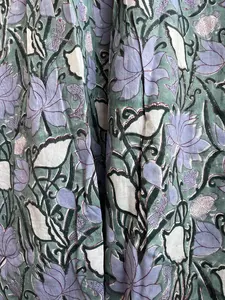 Robe en coton sans manches à imprimé bloc à la main robe d'été longue robe maxi couleur rose encolure à volants robe froncée - Product Image 3