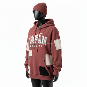 เสื้อฮู้ดโอเวอร์ไซส์สำหรับผู้หญิงผ้าฟลีซหนาผ้าฝ้ายโพลีเอสเตอร์ผสมแผงการออกแบบโลโก้ออกแบบออกแบบออกแบบได้ตามต้องการ - Product Image 4