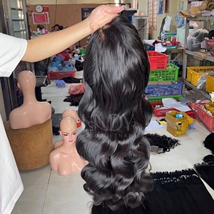 Peluca completa de encaje Cabello humano Pelucas de mujer Onda del cuerpo Color natural 100% Cabello humano crudo - Product Image 6