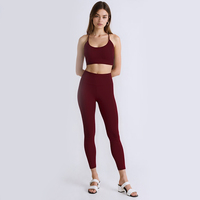 Ensemble de sport grande taille en gros – Soutien-gorge de sport uni à dos nageur et short respirant en Spandex/Nylon à taille élastique – 2 pièces