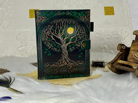 Nouveau carnet de croquis vintage fait main à couverture rigide en papier, avec impression UV et bords festonnés, motif Arbre de Vie Celtique, Grimoire