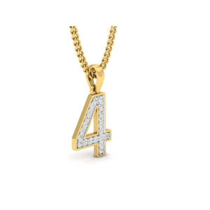 Colgante de Oro Certificado Número 4 con Diamantes Reales de 0.12ct en Total, 21 Piedras, Pureza de 14Kt/18Kt, Elegantes Colgantes y Dijes de Diamantes - Product Image 6