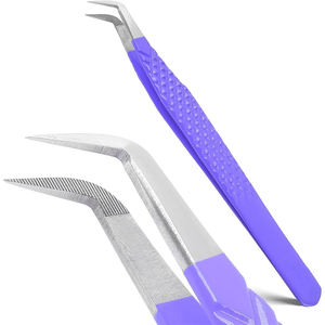Pinzas de punta de fibra de alta calidad, extensión de pestañas de volumen de racimo de 90 grados, pinzas de pestañas de acero inoxidable para extensión de pestañas - Product Image 1