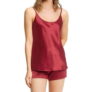 Conjunto de pijama corto de satén para mujer, sedoso, suave, ligero, transpirable, cómodo, elegante, para estar en casa en verano. - Product Image 5