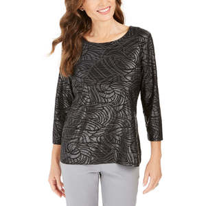 Top in maglia opaca con finiture in lamina della collezione JM da donna, taglia M, con eleganti borchie decorative - Product Image 1