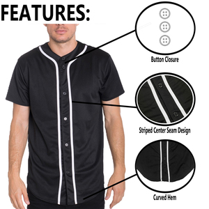 Haute Qualité Baseball Jersey Équipe Uniforme Col Ras Du Cou Solide Motif Plus La Taille Rayé Centre Uniforme Baseball T-shirt Sport Tee - Product Image 3