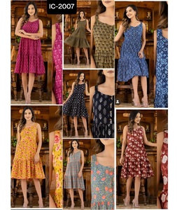 Collections de vêtements de fantaisie indiens robe à volants sans manches vêtements d'été Kurtis en coton avec grande taille disponible pour les femmes et les filles - Product Image 1