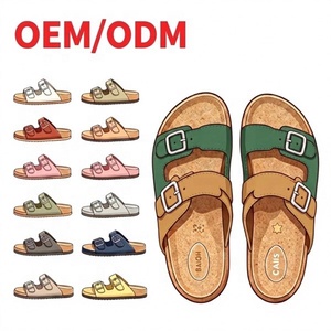 Mules en daim et liège à enfiler, à bout ouvert, pour femmes et hommes, pantoufles de jardin confortables avec soutien de la voûte plantaire et semelle souple, idéales pour la maison et les loisirs. - Product Image 1