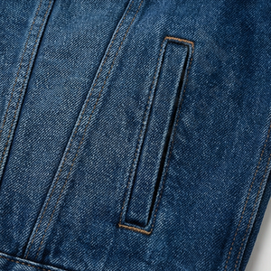 Veste en jean pour homme personnalisée tendance 2024 Lavage vintage Automne Bouton Mode Poche Couleur unie Noir Col rabattu - Product Image 5