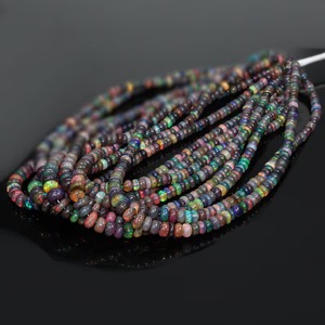 Cuentas de ópalo de Fuego Negro sueltas de piedra de nacimiento de octubre genuina, hebras de Rondelle de gran tamaño, Ópalo negro de fuego para la fabricación de joyas - Product Image 5