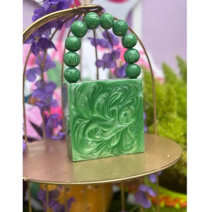 Pochette en pierre de résine pour femmes styliste de mode motif géométrique pochette à main de fête en résine de marbre - Product Image 1