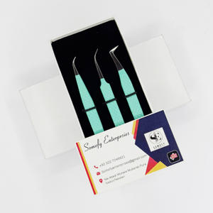 Pince à épiler d'extension de cils à pointe en fibre vert clair avec logo personnalisé - Product Image 1