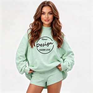 Sudadera de alta calidad para mujer, de uso diario, con forro polar, logotipo personalizado, cuello simulado, estilo oversize y tejido grueso. - Product Image 1