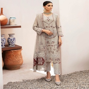 Trajes de gasa de lujo de diseñador pesado para mujer, vestido de fiesta Original paquistaní de marca, vestido Salwar Kameez listo para usar - Product Image 3