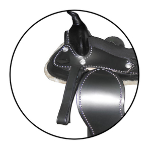 Ensemble de selle occidentale de type anglais fait à la main en cuir véritable avec support de poitrine synthétique pour cheval de course de baril - Product Image 3