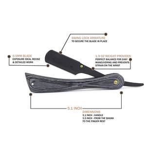 Maquinilla de afeitar de garganta recta Estilo Vintage SHAVETTE RASOI mango de madera hoja de acero inoxidable para afeitado en húmedo salones de peluquería - Product Image 6