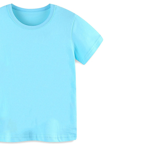Último diseño de camisetas para niños de secado rápido cómodo cuello redondo hombro caído color azul cielo pulóver camiseta Junior - Product Image 3