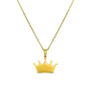 Wholesale Jewelry Top Grade 18K PVD Coated Stainless Steel Blank Crown Necklace Premium Quality High Demanded