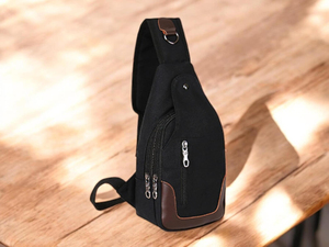 Premium Leather Canvas Fashion Summer Chest <b>Bag</b> Outdoor Sport Sling <b>Crossbody</b> <b>Travel</b> Daily Carry CSB-0037 - Product Image 2