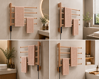 Rak Handuk Elektrik Berpemanas Putar dengan Lapisan Stainless Steel, Penghangat Handuk Desain Modern untuk Kamar Mandi