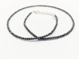 Black <b>Diamond</b> Beaded <b>Necklace</b> Fine Jewelry Elegant 100% Handmade 92.5 Sterling <b>Silver</b> Gold Plated Punk Style Women Cute Gift - Product Image 4