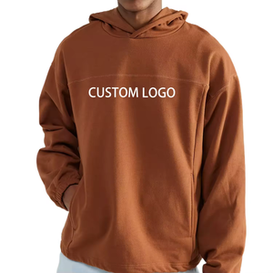 Haute qualité 100% coton hommes sweats à capuche surdimensionnés goutte épaule français éponge ourlet brut sans ficelle pour l'hiver-conception vierge en gros - Product Image 1