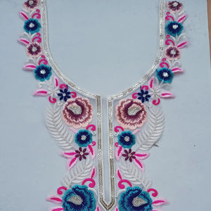 Handmade in India Elegant 3D Floral <b>Appliques</b> Embroidered Soft Tulle Collar Clothing Accessories Premium Patches - Product Image 1