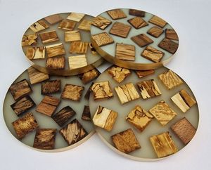 En marbre et nacre incrustation tasse tapis absorbant boire thé café caboteur conception hexagonale cadeau pour la décoration de la maison - Product Image 6