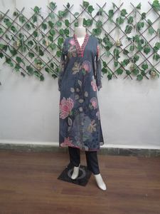 ชุดคลุมผ้าฝ้ายคอวีแฟชั่นชนเผ่าสำหรับผู้หญิงชุดสวมใส่สบายๆและงานปาร์ตี้จากอินเดีย - Product Image 3