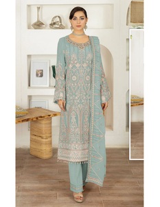 EID Special Heavy Fox Georgette Pakistanais Costume Semi-Cousu Nouveau Palazzo Avec Broderie Séquence Travail pour Indien Pakistanais - Product Image 1