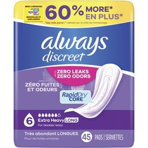 Always Discreet - Toallas Absorbentes para Incontinencia en Mujeres, Absorbencia Moderada, Longitud Regular, Toallas Posparto, 108 Unidades - Product Image 2
