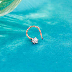 Pince à nez en or 18 carats plaqué or avec diamant, style couronne, pour femme, bijou vintage pour mariage et fiançailles, cadeau - Product Image 1