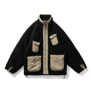 Wholesale Custom Solid Color Zipper Wholesale Embroidery <b>Sherpa</b> Winter Coat Polar <b>Fleece</b> Jacket Street Jackets for <b>Men</b> - Product Image 6