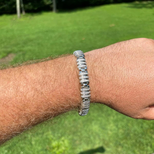 La mejor oferta VVS Moissanite Diamond Chapado en oro 925 Pulsera personalizada única de plata para la moda masculina al precio más bajo - Product Image 1