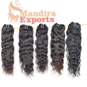 Extensiones de Cabello Remy Virgen 100% Natural al por Mayor, de Alta Calidad, Color Negro Natural, Ondulado Natural, Paquetes de Cabello Humano Indio Temple - Product Image 4